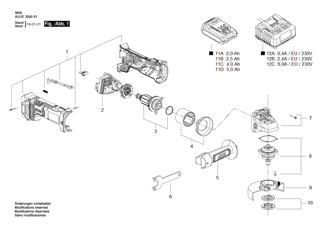 SKIL 3920 EU / 20 V Oplaadbare haakse slijper