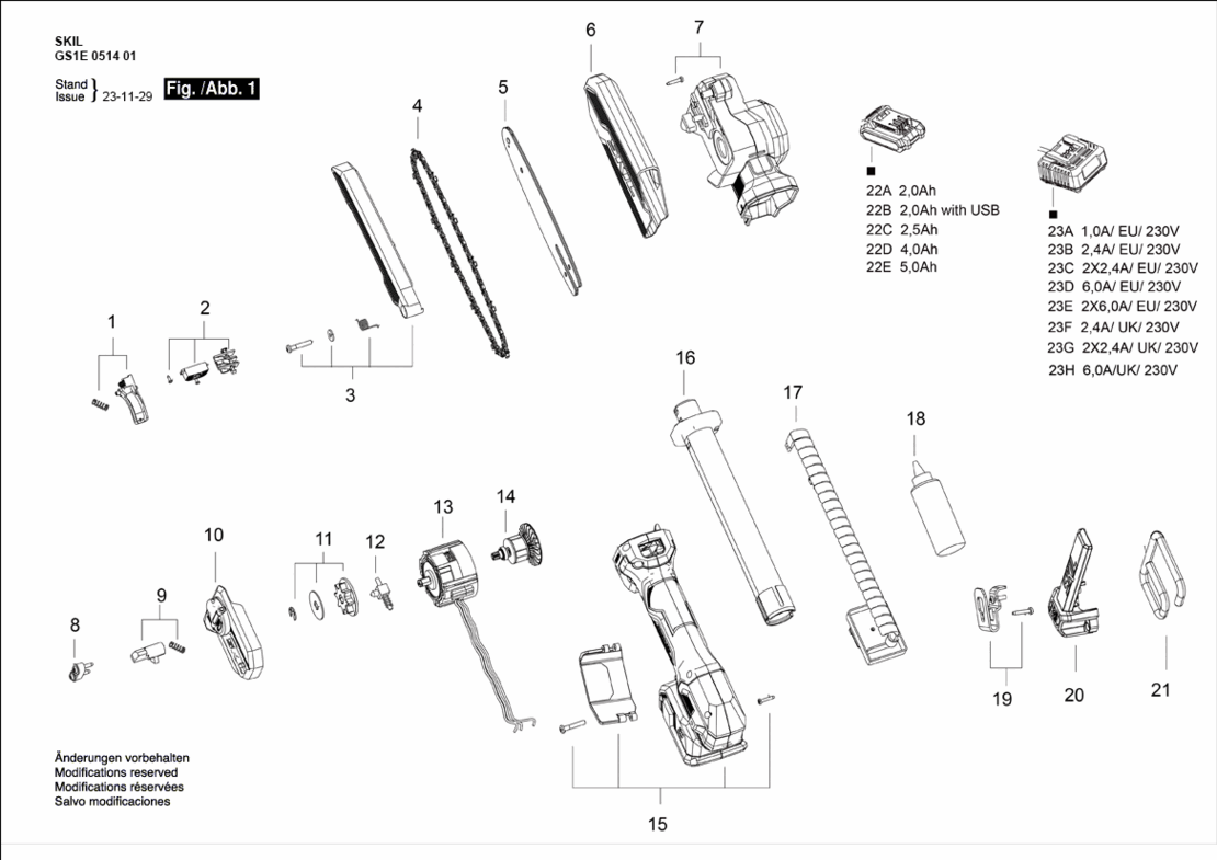 SKIL 0514 EU / 20V "BRUSHLESS MOTOR" Telescopische snoeizaag