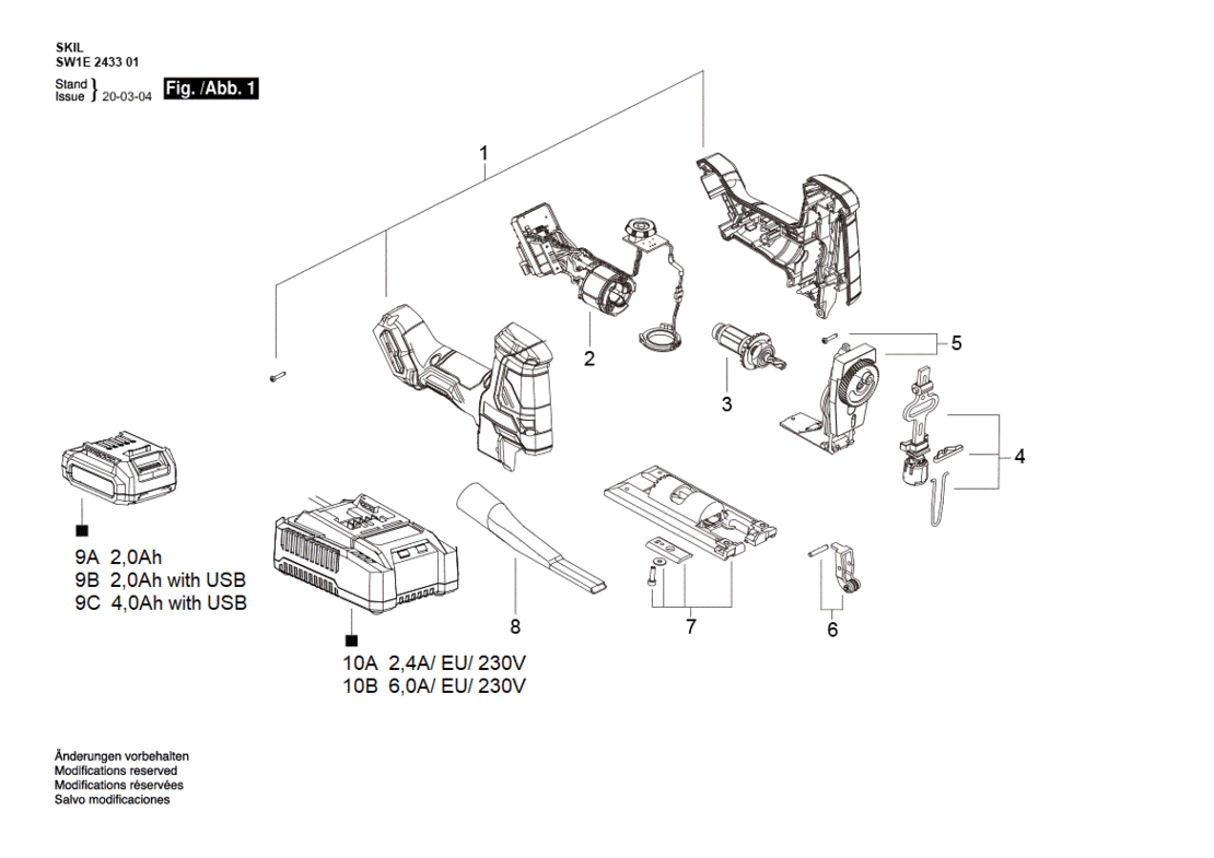 SKIL 2433 EU / 12 V "BRUSHLESS MOTOR" Oplaadbare decoupeerzaag zonder borstel
